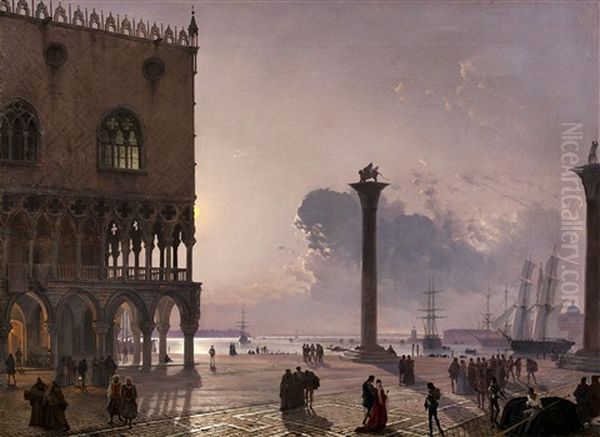 The Piazzetta Di San Marco By Moonlight - view 1
