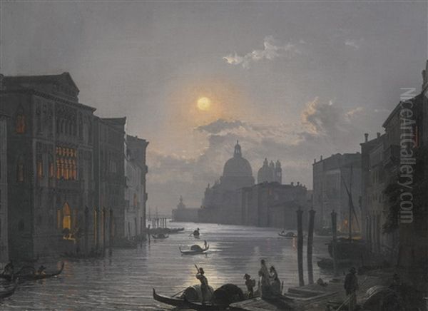 Venice, A View Of The Grand Canal With The Palazzo Cavalli-franchetti And Santa Maria Della Salute - view 1