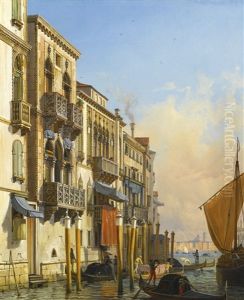 The Palazzi Contarini-fasan And Contarini, Venice by Friedrich Nerly