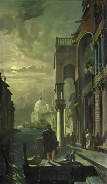 Vor Einem Palazzo Am Canal Grande In Vendig - view 1