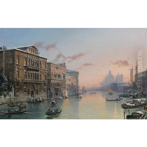 A Winter View Of The Grand Canal, Venice (from The Palazzo Cavalli-franchetti Towards Santa Maria Della Salute) - view 1