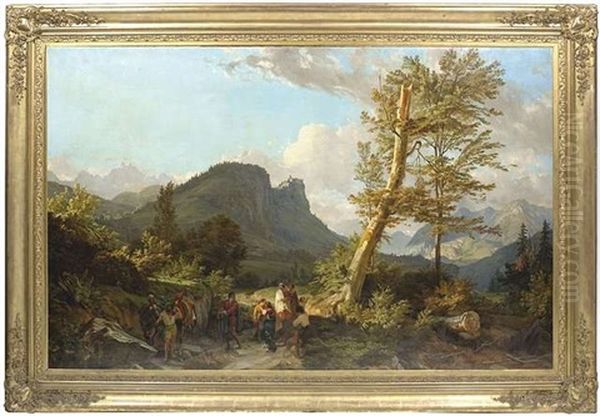 Der Abschied Des Jungen Tizian Von Seinen Eltern Bei Seinem Geburtsort Pieve Di Cadore In Den Dolomiten - view 1