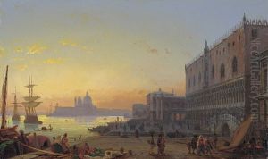 Venedig Bei Sonnenuntergang by Friedrich Nerly