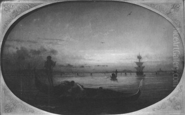 Sonnenuntergang Bei Venedig, Im Vordergrund Eine Gondel - view 1