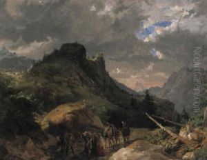 Oberitalienische Gebirgslandschaft, Vorn Der Junge Tizian by Friedrich Nerly