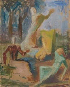 Landskap Med Figurer by Bjarne Ness