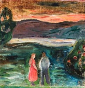 Par I Landskap (+ Motiv Av Pikehode I Profil, Verso) by Bjarne Ness