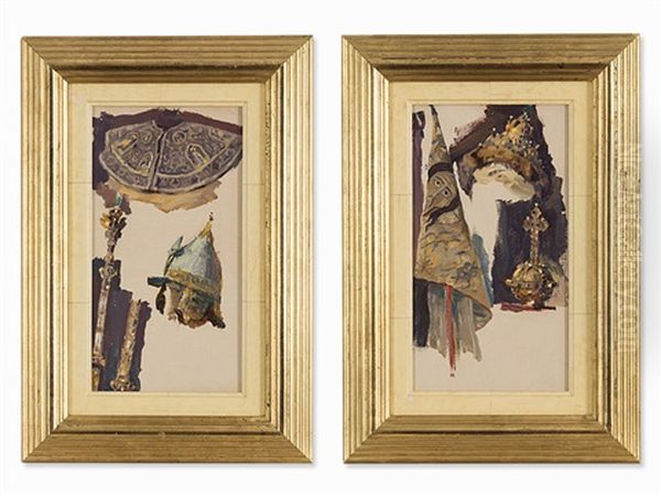 2 Studies 'russia. The Soul Of The People" by Mikhail Vasilievich Nesterov