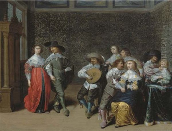 Elegant Company Making Merry And Music In An Interior - view 1