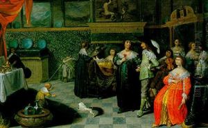 Eine Gesellschaft In Einem Reich Ausgestatteten Raum by Laurentius de Neter