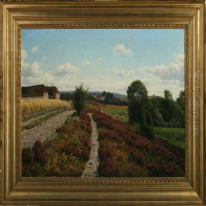 Landscape With Meadow And Farmhouses by Axel Birkhammer