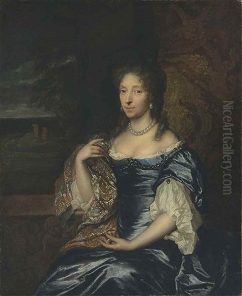 Portrait Of A Lady, Three-quarter-length, Seated By A Balustrade - view 1