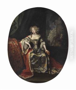 Portrait Of A Lady, Seated Full-length by Caspar Netscher