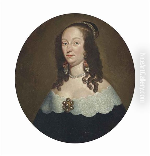 Portrait Of A Lady, Traditionally Identified As Catharina Amino, Half-length, In A Black Dress With A Lace Border, Pearl Earrings And A Necklace - view 1