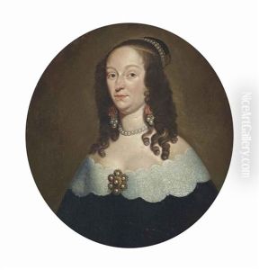 Portrait Of A Lady, Traditionally Identified As Catharina Amino, Half-length, In A Black Dress With A Lace Border, Pearl Earrings And A Necklace
