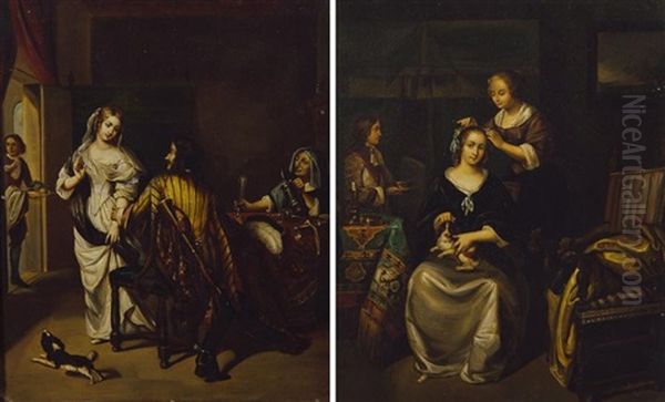 Couple Dans Un Interieur Femme A Sa Toilette (pair) - view 1