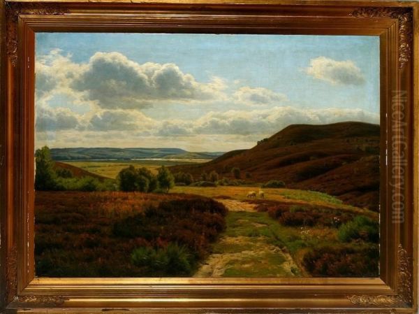 A Danish Summer Landscape With Grazing Sheep - view 1