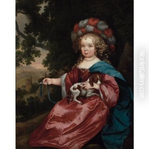 Girl In Festive Dress Holding A Spaniel