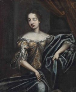 Portrait Of Catherine, Lady Copley, Nee Purcell (c. 1657-1699), Three-quarter-length, In A Gold-embroidered Dress With Lace Trim, And A Blue Wrap