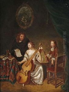 Die Musikstunde by Caspar Netscher