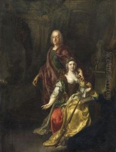 Portrat Karl Theodors Von Der Pfalz Und Seiner Gemahlin by Caspar Netscher