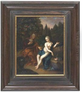 Vertumnus Und Pomona In Einer Landschaft by Caspar Netscher