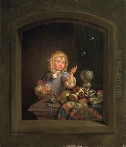 Knabe Mit Seifenblasen by Caspar Netscher