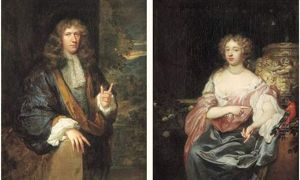 Portrait De Jeune Femme Avec Son Perroquet (+ Portrait D'homme Sur Fond De Paysage; Pair) by Caspar Netscher