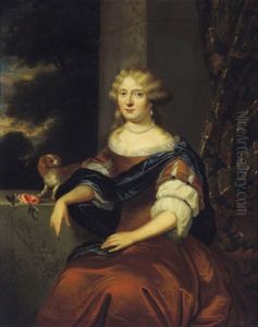 Bildnis Eines Vornehmen Herrn (+ Bildnis Einer Vornehmen Dame Mit Hundchen Vor Einer Fensteroffnung Mit Ausblick In Einen Schlosspark; Pair) by Caspar Netscher