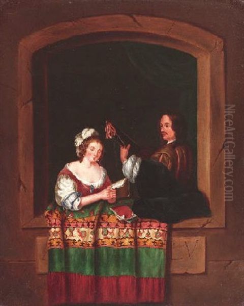 Musizierendes Liebespaar In Einer Fensternische - view 1