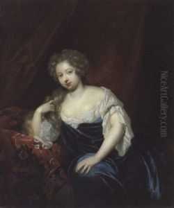 Bildnis Einer Dame In Blauem Kleid by Caspar Netscher