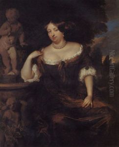 Portrait Of A Lady (princess Of Orange?) Wearing A Brown Silk Dress, With White Trim And Jewelled Brooches, A Landscape Beyond Portrait Of A Lady (princess Of Orange?) Wearing A Brown Silk Dress, With White Trim And Jewelled Brooches, A Landscape Beyond