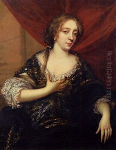Portrait De Jeune Femme Devant Une Draperie Rouge