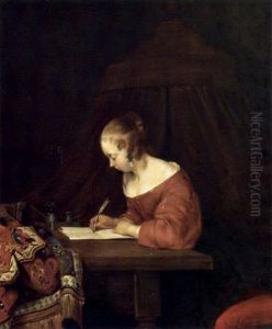 Die Briefschreiberin by Caspar Netscher