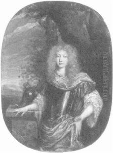 Portrait Eines Edelmanns In Rustung Vor Einer Landschaft by Caspar Netscher