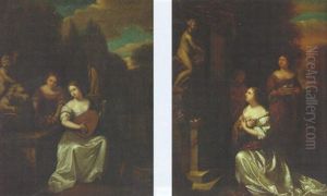 A Lady Making An Offering To Venus by Caspar Netscher
