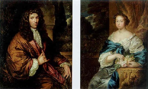 Portrait Of A Gentleman, Seated Three-quarter Length, In A Brown Lace Cravat, On A Terrace - view 1