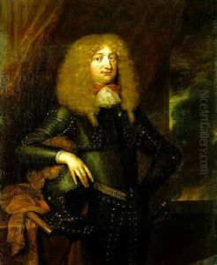 Portrait Of Walraad, Count Of Nassau-usingen, In Armour, At A Partly Draped Casement