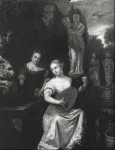 Architectural Capriccio Landscape With Lady Playing A Lute