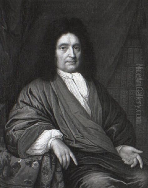 Portrait Of A Gentleman In A Blue Coat At A Draped Library Table - view 1