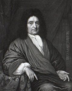 Portrait Of A Gentleman In A Blue Coat At A Draped Library Table