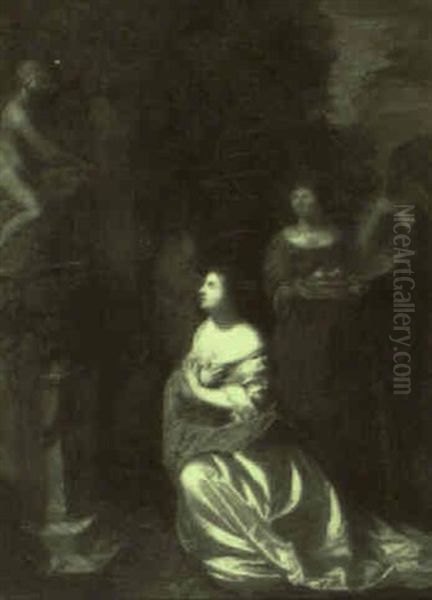Woman Kneeling Before A Statue - view 1