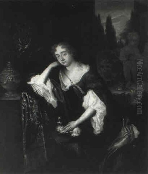 Portrait Of A Lady With A Spaniel In Her Lap - view 1