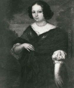 A Portrait Of A Lady, Standing Three Quarter Length In An Ornamental Garden Wearing A Black Dress And A Gold Chain A Portrait Of A Lady, Standing Three Quarter Length In An Ornamental Garden Wearing A Black Dress And A Gold Chain