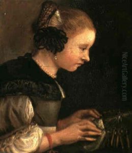 The Lace Maker by Caspar Netscher