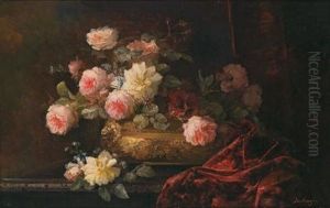 Natura Morta Con Rose E Nontiscordardime