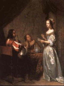 Die Gesangsstunde by Caspar Netscher