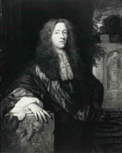 Portrait Of A Young Man, An Elegant Garden Beyond