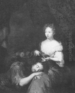 Delilah Cutting Off Samson's Hair by Caspar Netscher