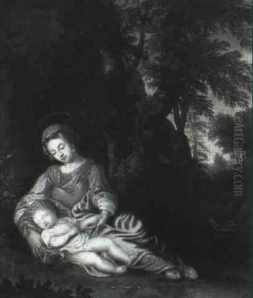 The Madonna And Child At Rest In A Landscape - view 1